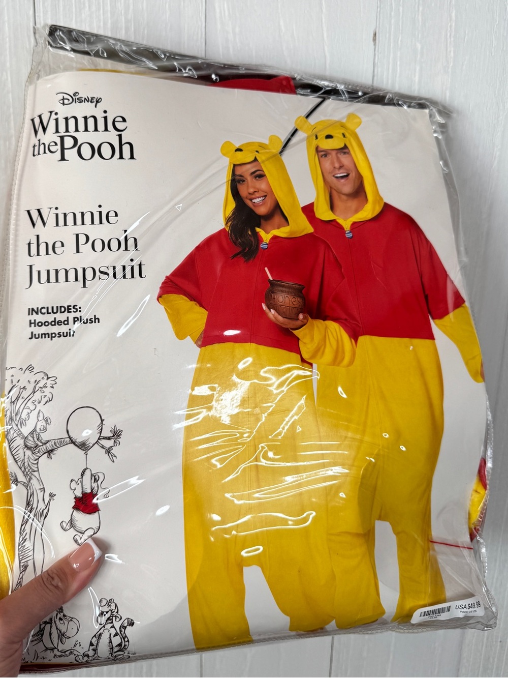 Spirit Halloween Winnie the Pooh Adult Jumpsuit Costume OS
